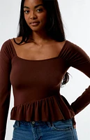 Est. PAC 1980 Asymmetrical Long Sleeve Babydoll Top