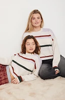 LA Hearts Marissa Striped Cozy Crew Neck Sweater