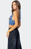 Edikted Plaid Printed Halter Top