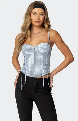 Edikted Lois Lace Up Pinstripe Corset