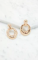 LA Hearts Textured Oval Drop Earrings