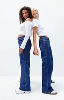 PacSun Stretch Dark Indigo Curve Low Rise Baggy Jeans