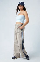 Khaki Wide Leg Track Pants