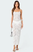 Edikted Embroidered Backless Sheer Knit Maxi Dress