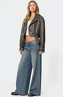 Edikted Washed Faux Leather Jacket