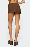 Edikted Asymmetric Studded Faux Suede Mini Skort