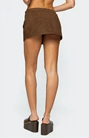 Edikted Asymmetric Studded Faux Suede Mini Skort