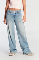 PacSun Casey Button Low Rise Baggy Jeans Medium Indigo