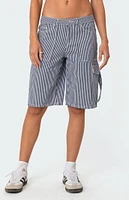 Edikted Friday Striped Low Rise Cargo Shorts