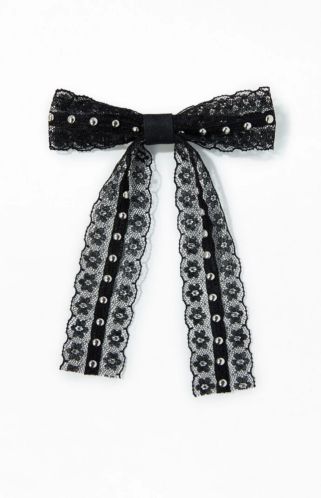 LA Hearts Studded Bow Barrette