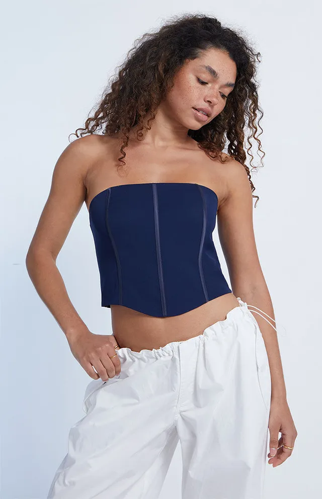 RESTOCKED :Adele Strapless Corset Top in Blue – Madida Clothing