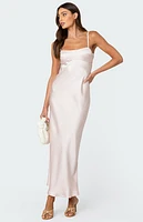 Edikted Vienna Open Back Satin Maxi Dress