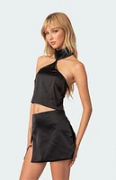 Edikted Daina Satin Open-Back Crop Top