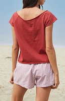 John Galt Southside Guitars Off-The-Shoulder Crop Top