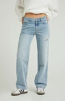 PacSun Jordyn Light Indigo Ripped Low Rise Straight Leg Jeans