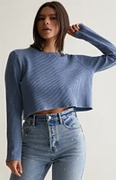 Est. PAC 1980 Easy Waffle Knit Crew Long Sleeve Crop Top