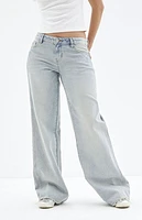 Pacsun Casey Light Indigo Shine Low Rise Baggy Jeans
