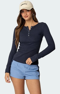 Edikted Helaine Waffle Henley T-Shirt