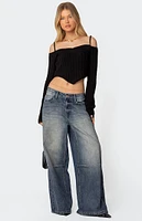 Edikted Triangle Hem Off Shoulder Sweater