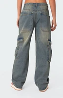 Westie Low Rise Washed Cargo Jeans