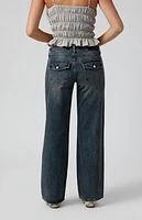 Pacsun Zoe Low Rise Girlfriend Jeans Dark Indigo