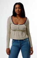 Est. PAC 1980 Striped Long Sleeve Babydoll Top