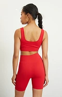 PAC 1980 Active Red Seamless Ribbed Biker Shorts