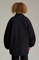 Kids Fear of God Essentials Overdye Black Denim Filled Shirt Jacket