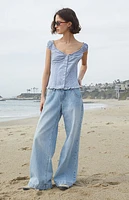 John Galt Blue & White Gingham Elara Top