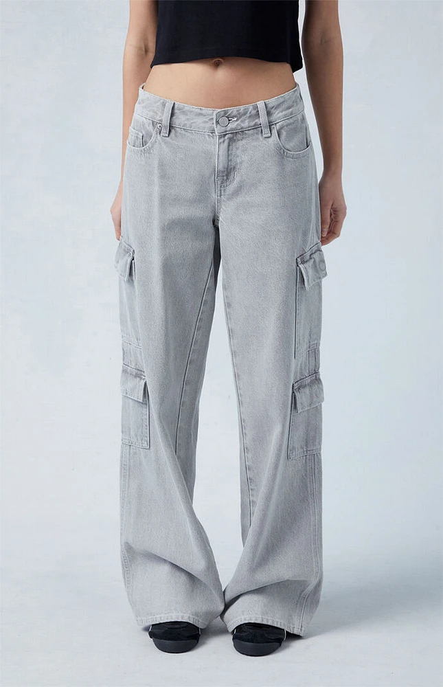 PacSun Eco Light Gray Low Rise Baggy Cargo Jeans