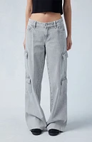 PacSun Eco Light Gray Low Rise Baggy Cargo Jeans