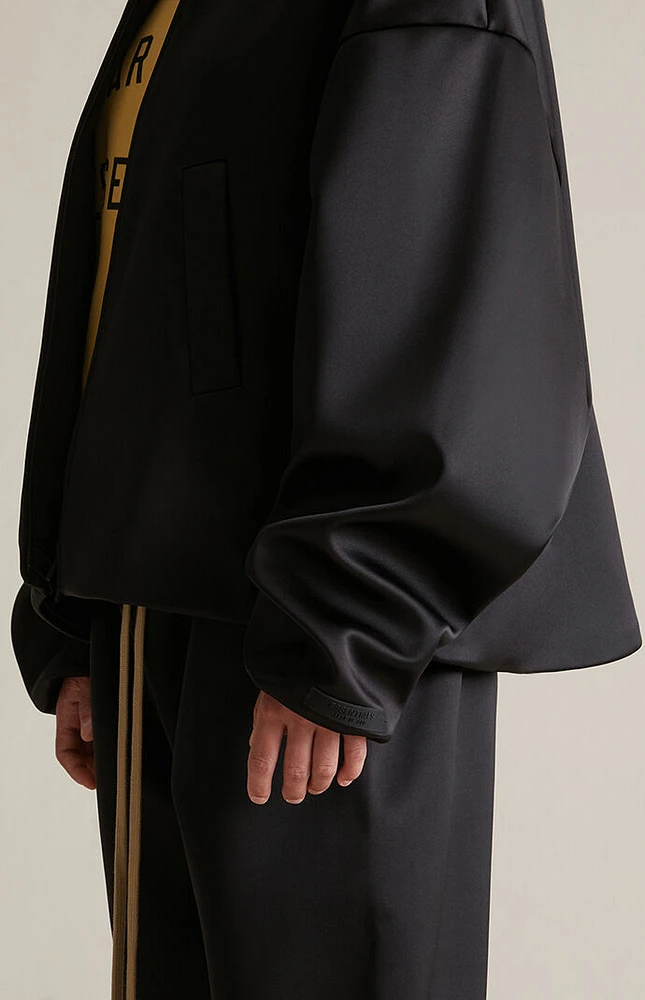 Fear of God Essentials Women's Black Satin Bomber Jacket