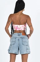 Princess Polly Lou High Waisted Carpenter Denim Shorts