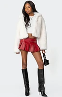 Edikted Carmine Faux Leather Pleated Mini Skirt