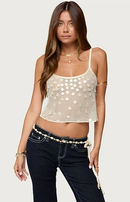 Edikted Onya Iridescent Sheer Knit Top