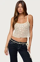 Edikted Onya Iridescent Sheer Knit Top