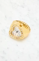 LA Hearts Gold Heart Watch Ring