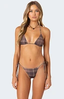 Edikted Wilhelmina Plaid Triangle Bikini Top