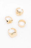 LA Hearts 4 Pack Chunky Statement Rings