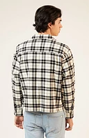 Pacsun Black & White Washed Cropped Camp Flannel Shirt