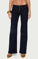 Edikted Carys Stud Low Rise Flared Jeans