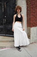 John Galt White Izzy Tiered Maxi Skirt