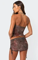 Edikted Leopard Printed Asymmetric Mesh Tube Top