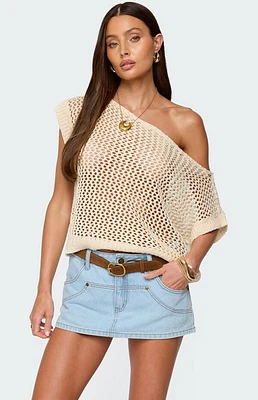 Edikted Trix Off Shoulder Open Knit Top