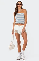 Edikted Nox Striped Crochet Tube Top