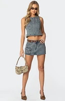 Edikted Quinlan Open Back Denim Top