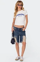 Edikted Distressed Denim Bermuda Shorts