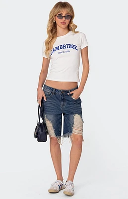 Edikted Distressed Denim Bermuda Shorts