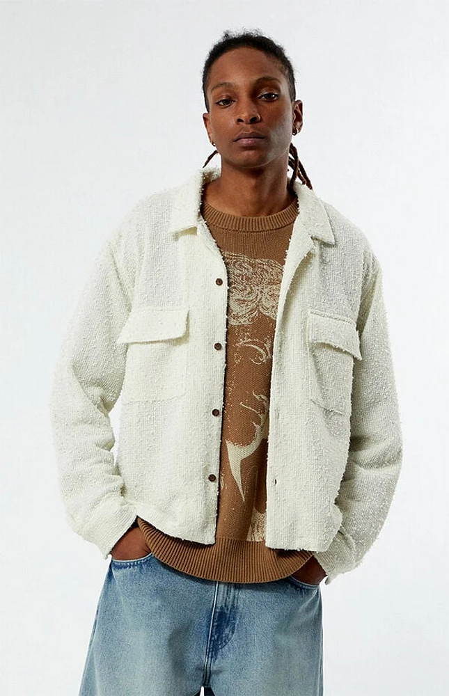 Pacsun Cream Connell Long Sleeve Camp Shirt