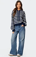 Edikted Striped Hooded Knit Sweater